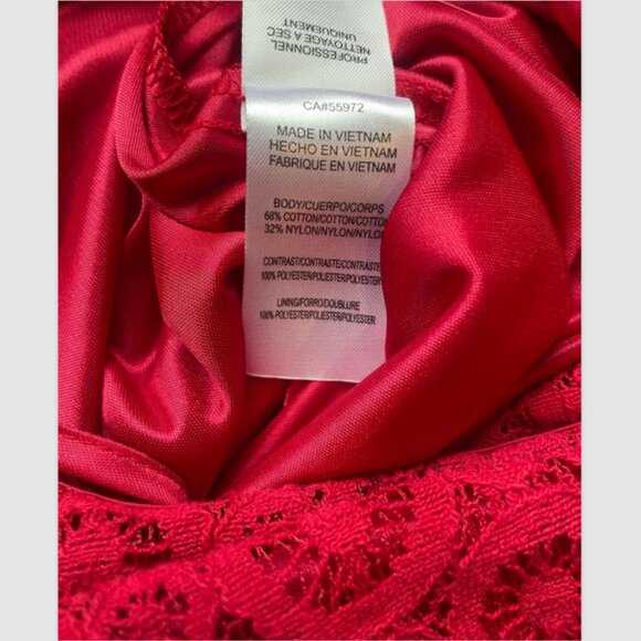 NWT Laundry By Shelli Segal * Lace Overlay Two-Piece Dress * Rouge Red * Size 4 - Picture 4 of 7